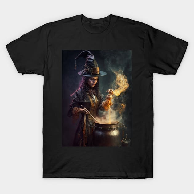 Steampunk Sorceress T-Shirt by Obotan Mmienu